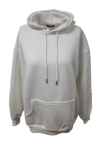 Z&M Fashion Z00728 Kadın Oversize Kapüşonlu Üç İplik Sweatshirt - Resim 5