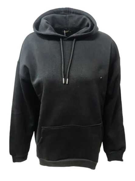 Z&M Fashion Z00728 Kadın Oversize Kapüşonlu Üç İplik Sweatshirt - Resim 3