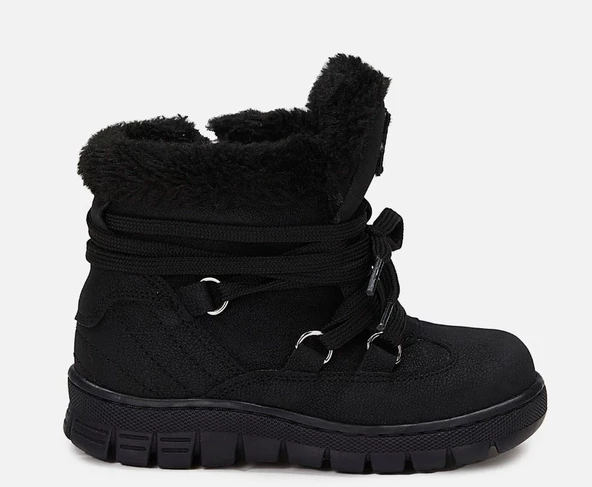 Vicco Kappa Hafif Unisex Siyah Kışlık Fermuarlı Kürklü Çocuk Botu - Resim 2
