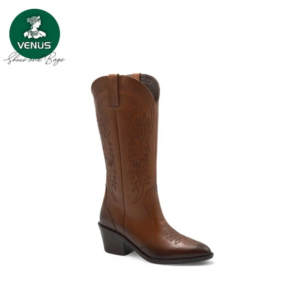 VENÜS 2454103K TOPUKLU SİVRİ WESTERN DERİ KADIN ÇİZME - 6