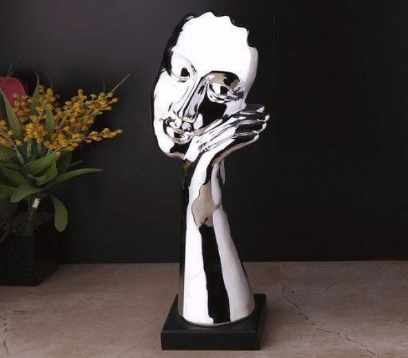 Roy Kıng Dekoratif Parlak Gümüş Obje 12*12*27 cm