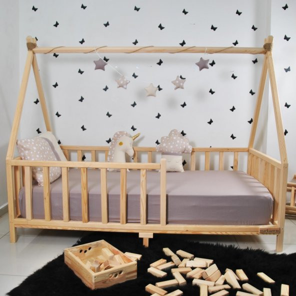 Markaawm Montessori Çocuk Yatak Çam Karyola Çadır Derya 90X190 - 2