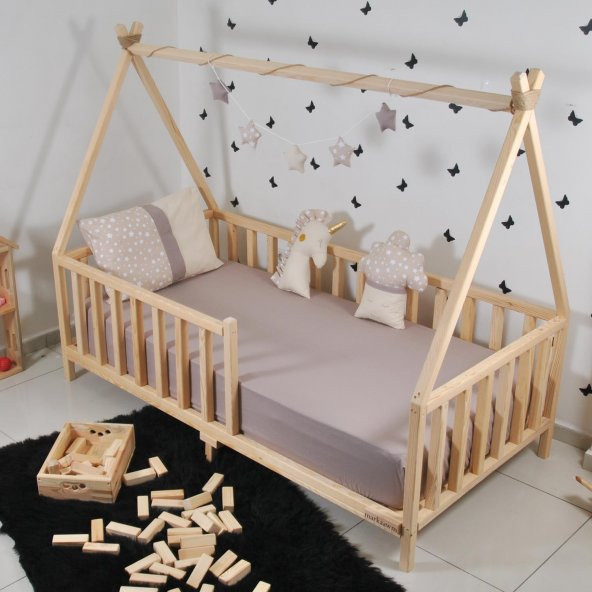 Markaawm Montessori Çocuk Yatak Çam Karyola Çadır Derya 90X190 - 4