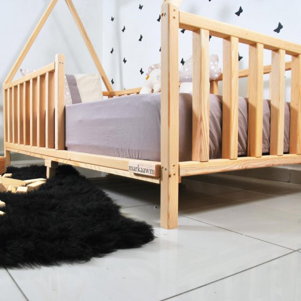 Markaawm Montessori Çocuk Yatak Çam Karyola Çadır Derya 90X190 - 5