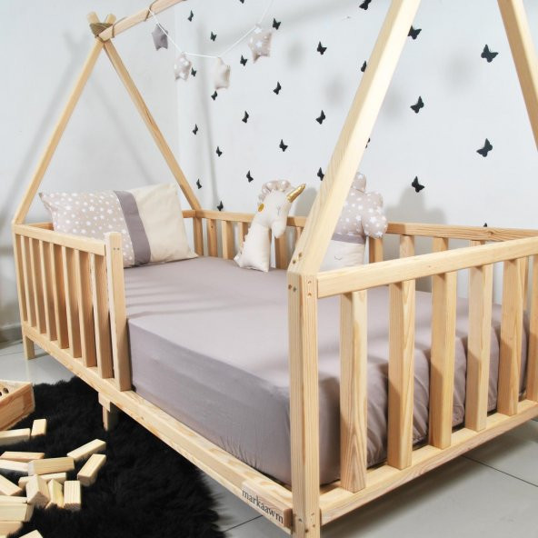 Markaawm Montessori Çocuk Yatak Çam Karyola Çadır Derya 90X190 - 6