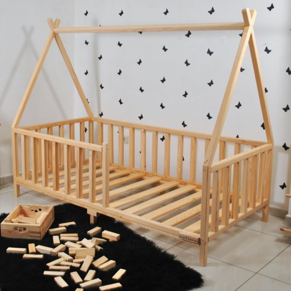 Markaawm Montessori Çocuk Yatak Çam Karyola Çadır Derya 90X190 - 7