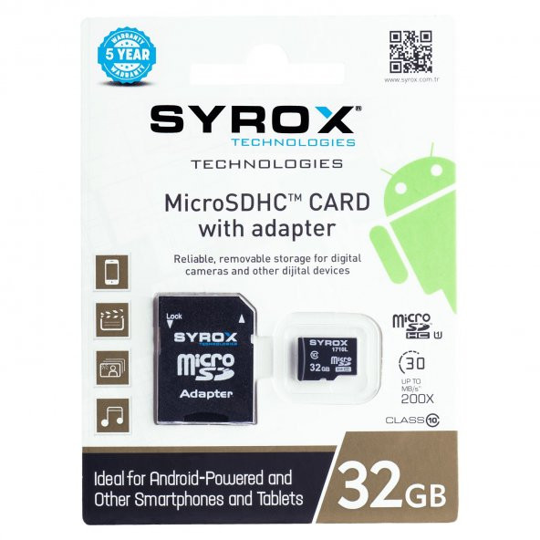 Syrox 32 GB Micro Sd Card Class 10 Hafıza Kartı & Adaptörü MC32