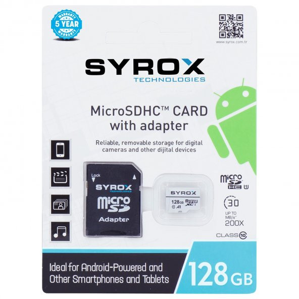 Syrox 128 Micro Sd Card Class 10 Hafıza Kartı & Adaptörü MC128