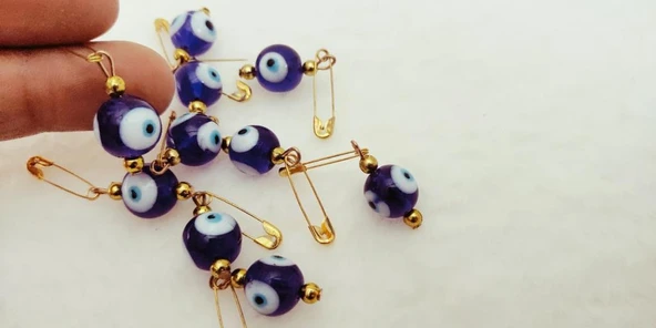 Hdmarketim 10 Adet 1,2 Cm Maşallahlık İğneli Cam Nazar Boncuğu - Resim 3