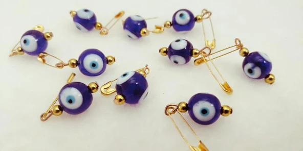 Hdmarketim 10 Adet 1,2 Cm Maşallahlık İğneli Cam Nazar Boncuğu - Resim 2