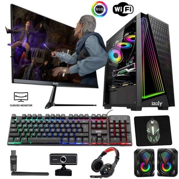 İzoly Hyper V i3-10100F 16GB 512GB SSD M.2 NVME RX580 8GB 24 Oyuncu Masaüstü Bilgisayarı ürün görseli 1