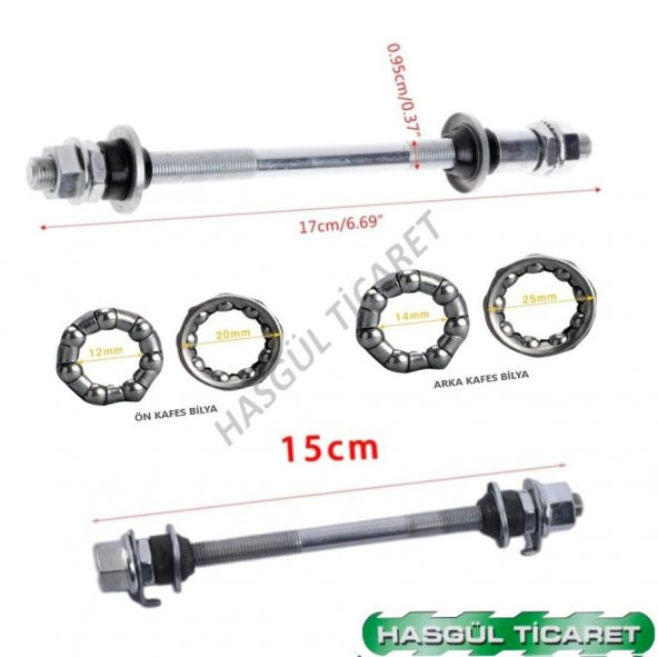 HSGL BİSİKLET ÖN ARKA MİL ve BİLYA SET - 2