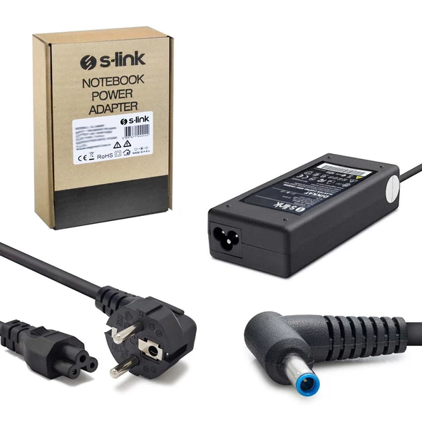 NOTEBOOK ADAPTÖR 65W 19.5V 3.33A 4.5X3.0MM HP ORTASI İĞNELİ S-LİNK SL-NBA19 ürün görseli