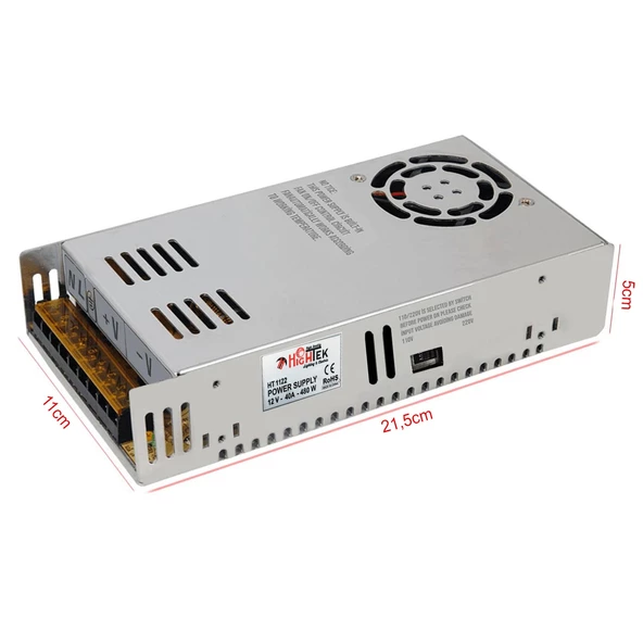 HIGHTEK HT-1122 Metal Kasa Adaptör Fanlı 12 Volt 40 Amper ürün görseli