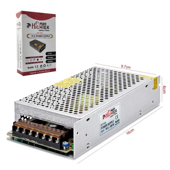 HIGHTEK HT-1115 Metal Kasa Adaptör 12 Volt 10 Amper ürün görseli 1