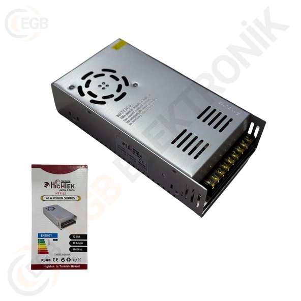 HIGHTEK HT-1122 Metal Kasa Adaptör Fanlı 12 Volt 40 Amper - Resim 2