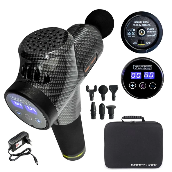 KRAFT HART KHMG-02 Karbon Masaj Tabancası 6 Başlık Şarjlı Dijital Lcd Ekran - 2