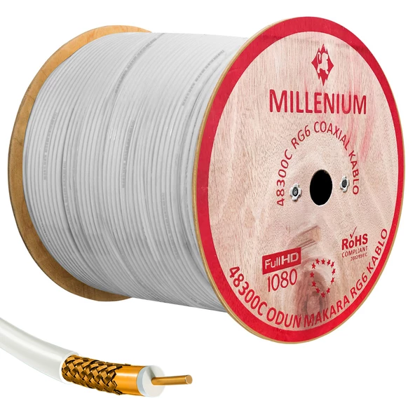 MILLENIUM Anten Kablosu Rg6 U4 48 Tel 300 Metre