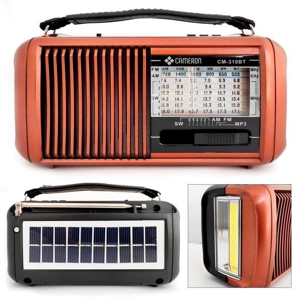 RADYO SOLAR ŞARJLI BT/USB/SD FENERLİ CAMERON CM-318BT