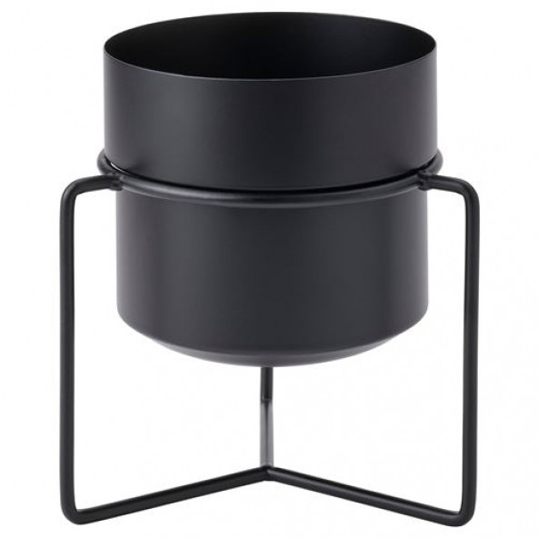 IKEA GOJIBAR 15 CM DEKORATİF SİYAH SAKSI ÇİÇEKLİK ÇELİK