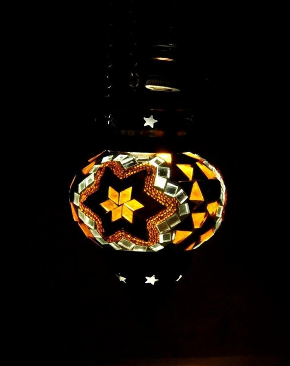 Mozaik El İşçiliği  Askı Gece Lambası Küçük boy Kahverengi 3180