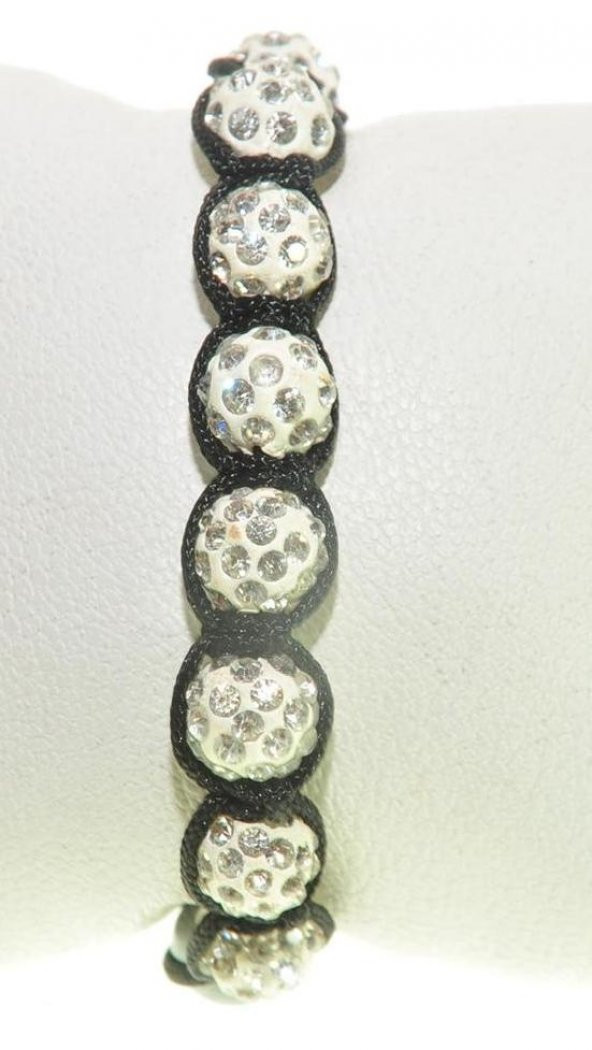 Swarovski Taşlı Şambala Boncuklu Örgü İp Siyah Bileklik Hediyelik Bileklik - 3