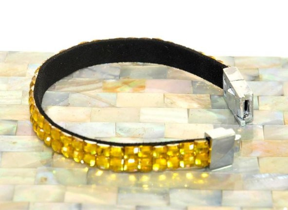 Bileklik Swarovski Taşlı Sarı Ayarlanabilir Bileklik - 5