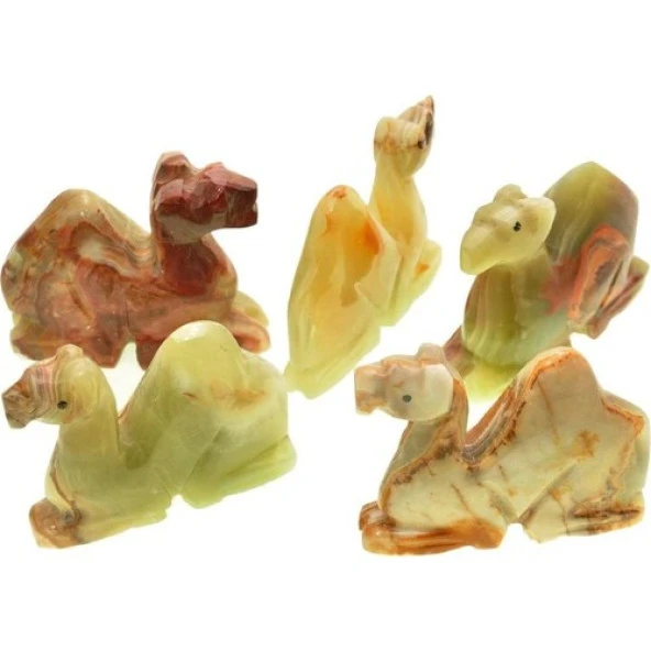 Doğal Gerçek Yeşil Onix Taşı El İşi Oyma Bereket Devesi Biblo obje - Resim 2