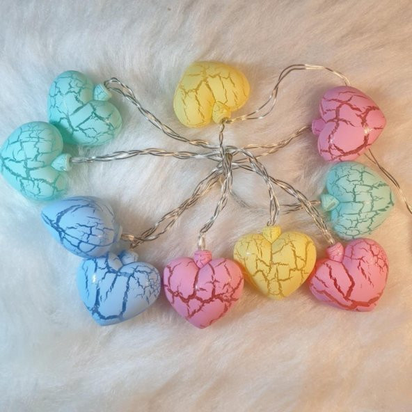 Hdmarketim Rengarenk Çatlak Kalp 10lu Dekoratif LED Lamba (2 Metre) - 4