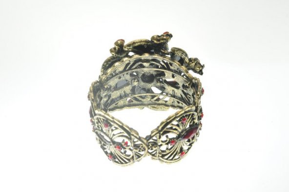 Hdmarketim Otantik Swarovski Taşlı Çiçekli Kelepçe Metal Bileklik - Resim 3