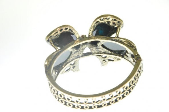 Hdmarketim Otantik Swarovski Taşlı Çiçekli Kelepçe Metal Bileklik - 3