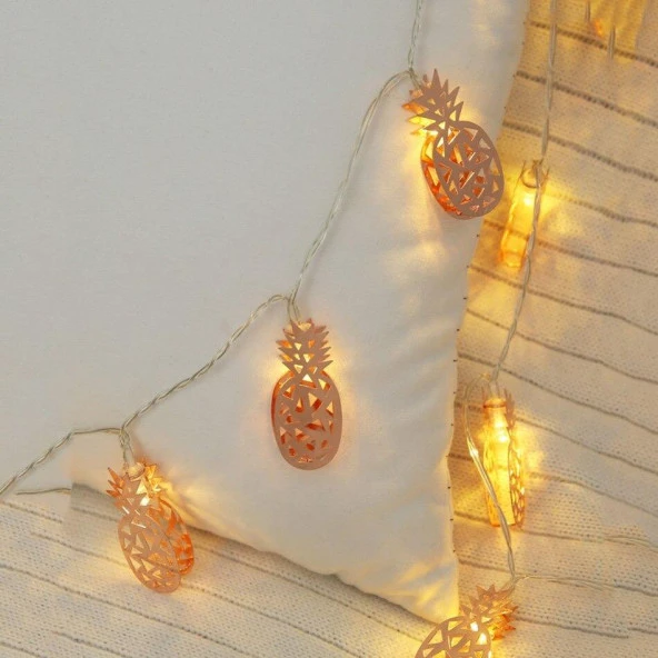 Hdmarketim Bakır Renk Ananaslı Led Gün Işığı Gece Lambası Dekoratif Copper Color Pineapple Led 2 Metre ürün görseli 1