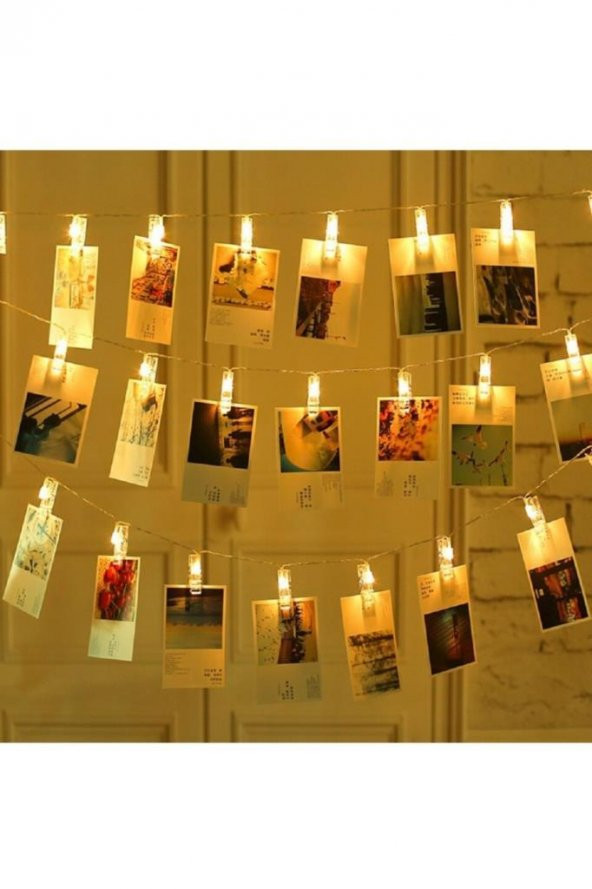 Hdmarketim Yılbaşı Ağaç Süsleme USB Girişli Animasyonlu(2,8Metre)Led Işık 30 Lu Mandal Fotograf Albüm - 8