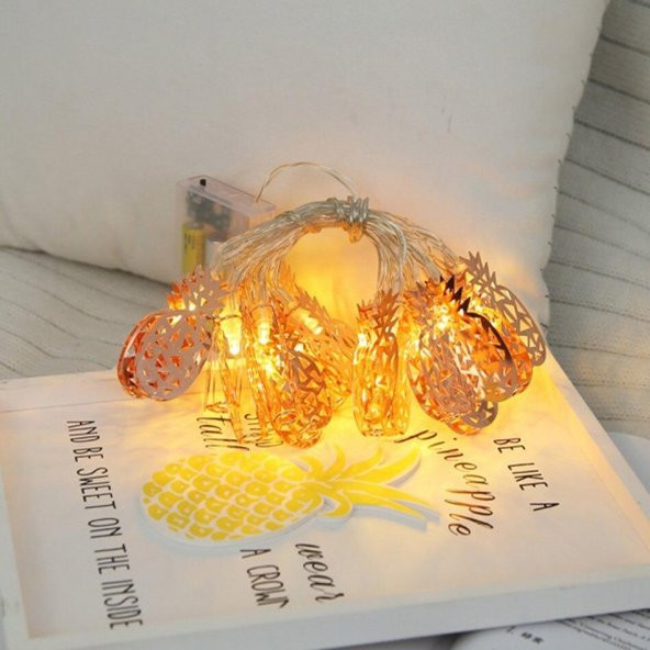 Hdmarketim Altın Sarısı Ananaslı Led Gün Işığı Gece Lambası Dekoratif Golden Yellow Pineapple Led 2 Metre - Resim 6