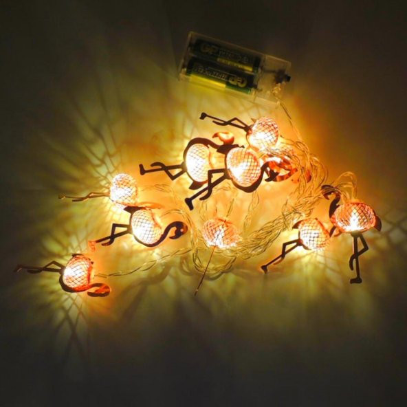 Hdmarketim Pembe Flamingo 10lu Dekoratif LED Lamba (2 Metre)