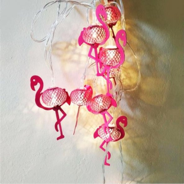 Hdmarketim Pembe Flamingo 10lu Dekoratif LED Lamba (2 Metre) - 5