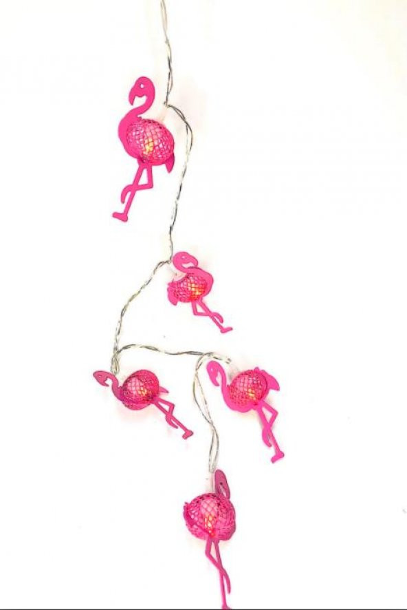 Hdmarketim Pembe Flamingo 10lu Dekoratif LED Lamba (2 Metre) - 6