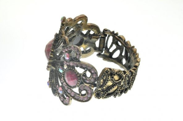 Hdmarketim Otantik Swarovski Taşlı Çiçekli Kelepçe Metal Bileklik 5458 - 2