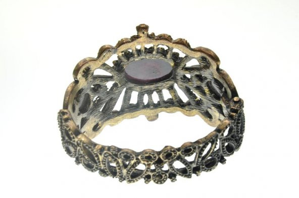 Hdmarketim Otantik Swarovski Taşlı Çiçekli Kelepçe Metal Bileklik 5458 - 3