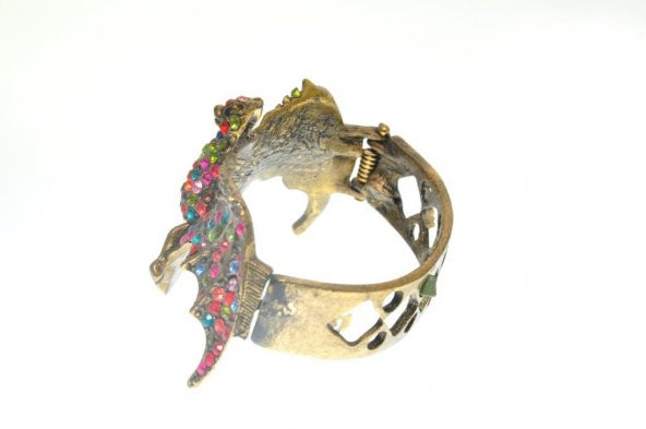 Hdmarketim Otantik Swarovski Taşlı Yarasa Kelepçe Metal Bileklik 5498 - Resim 2