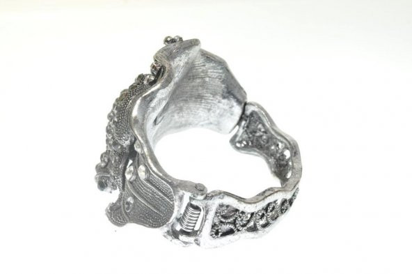 Hdmarketim Otantik Swarovski Taşlı Kurbağa Kelepçe Metal Bileklik 5500 - Resim 2