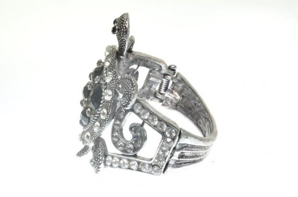 Hdmarketim Otantik Swarovski Taşlı Kaplumbağa Kelepçe Metal Bileklik 5502 - 2