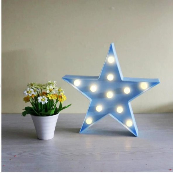 Hdmarketim Mavi Yıldız Led Gün Işığı Gece Lambası Dekoratif Blue Star Led