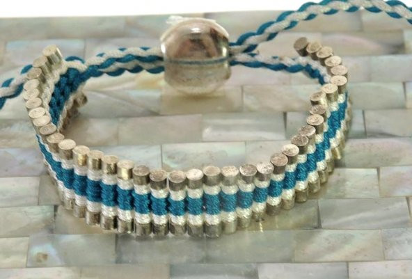Aliminyum Özel Örgü İp Mavi Bileklik Ayarlanabilir Hediyelik - 3