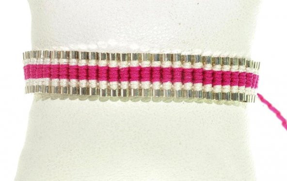 Aliminyum Özel Örgü İp Koyu Pembe Bileklik Ayarlanabilir Hediyelik - 3