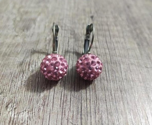 Hdmarketim Şambala Model Swarovski Taşlı Pembe Sallantılı Küpe ürün görseli