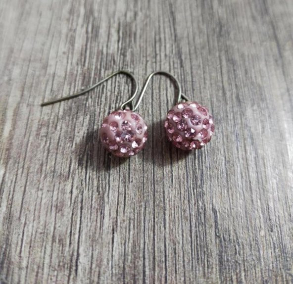 Hdmarketim Şambala Model Swarovski Taşlı Pembe Sallantılı Küpe - 2