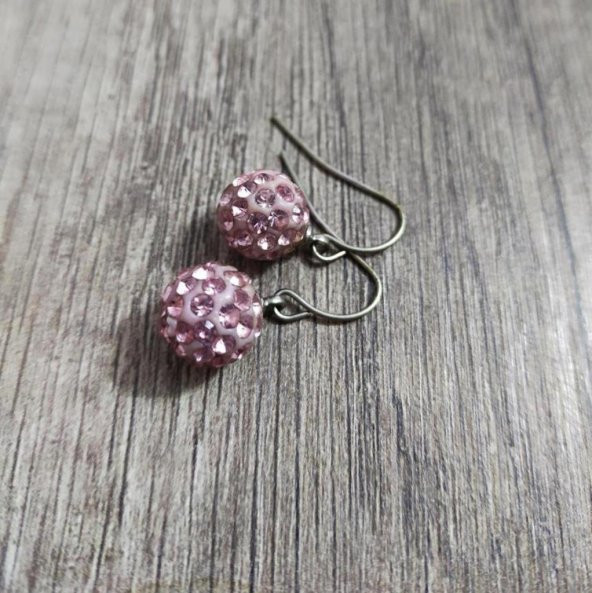 Hdmarketim Şambala Model Swarovski Taşlı Pembe Sallantılı Küpe - 3