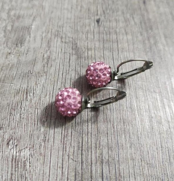 Hdmarketim Şambala Model Swarovski Taşlı Pembe Sallantılı Küpe - Resim 3