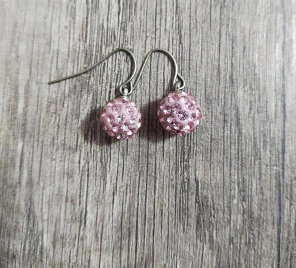 Hdmarketim Şambala Model Swarovski Taşlı Pembe Sallantılı Küpe